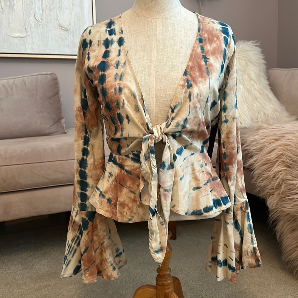 Peach & Blue Tie Dye Blouse